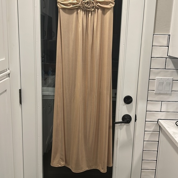 Jessica McClintock Vintage Elegant Gold Shimmer Evening Dress Gown Made in USA - Picture 3 of 16